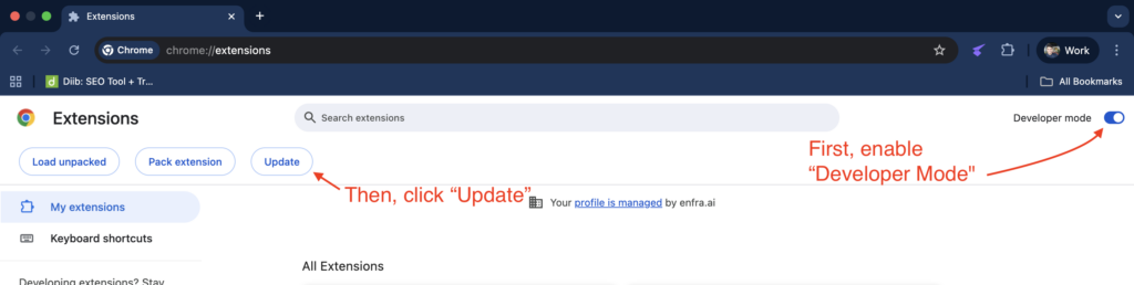 How to update all Chrome extensions